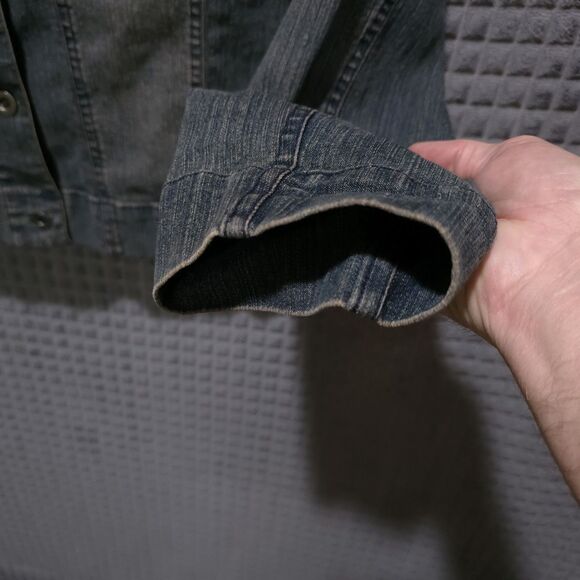 Y2K Denim Jacket Capris Set Sz8 Med Chico Design Grunge Flare Jean Stretch Waist - Picture 9 of 16